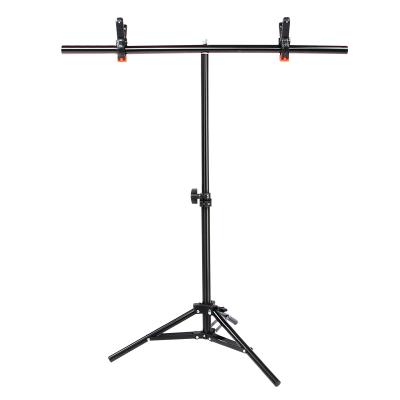 China T-Shape Background Backdrop Support Stand 75cm Tripod Stand and 68cm Aluminum Adjustable Crossbar with 2 Clamp for Photography Video Studio for sale