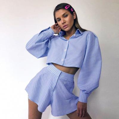 China 2022 spring fashion hot sale sportswear QUICK DRY plaid two piece set for sale