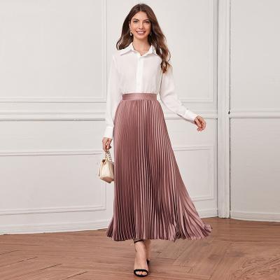 China Anti-Static Custom Womens Fashion Casual Solid Color Pleated Skirts For Women for sale