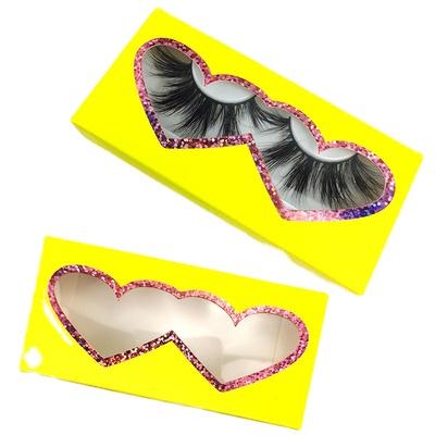 China Factory Directly Recyclable Bulk Sale Cheap Paper Card Assorted Color Heartshape Die Cut Window Eyelash Packaging Box Custom for sale