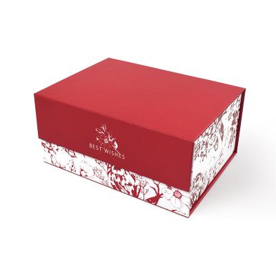 China Recyclable High End Collapsible Red Collapsible Packaging Gift Red Shoe Storage Magnetic Cardboard Box for sale