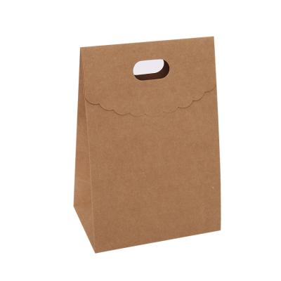 China Recyclable Recycled Brown Handle Kraft Paper Bags Square Bottom Kraft Paper Bag Food for sale