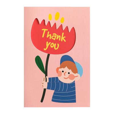 China Business boy and girl design die cut shape business thank you cards for shopping with envelopes for sale