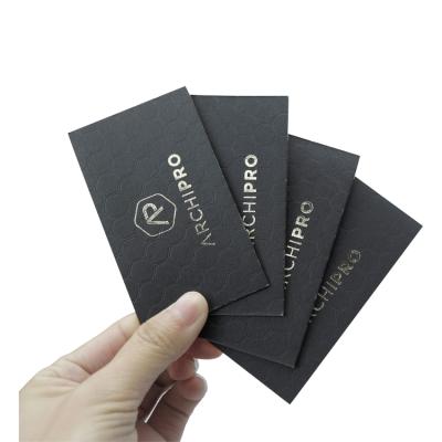 China Business Gift Luxury High Quality Creative Thick Black Paper Card Emboss Gold Foil Hot Stamping Business Cards for sale