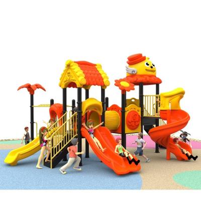 China Plastic Baby Slide Kids Slide Small Plastic Outdoor Playground Kindergarten Slide With Swing for sale