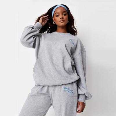 China Winter QUICK DRY Workout Drop OEM Gray Tracksuit Sets Ladies Cotton Tracksuits Gym Wear Women Hoodie Sweat Suit Sets Tracksuit Set for sale