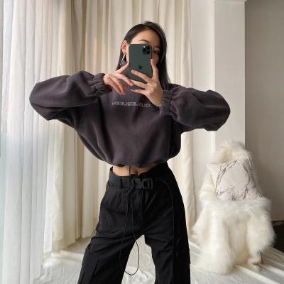 China Wholesale high quality 2020 anti-pilling streetwear sets custom oversized cropped neck women's clothing turtle top hoodie for sale