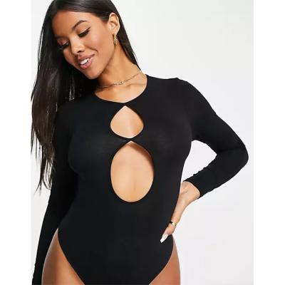 China Sheer Stretch QUICK DRY Women's Long Sleeve Hollow Out Leotard Jumpsuit Tops Sexy Bodysuit for sale