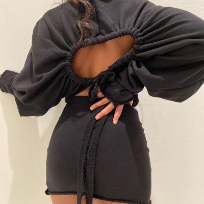 China New 2021 hot style fashion long sleeve dress backless T-shirt dresses anti-static sweater dress for women for sale