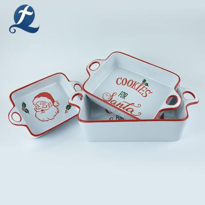 China Ceramic Bakeware Set of Sustainable Christmas Decals with Handle for sale