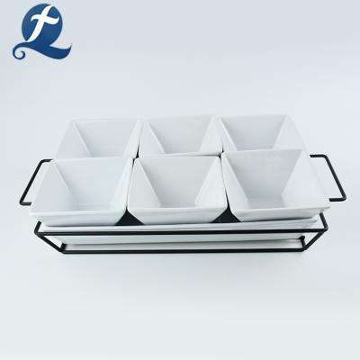 China Viable Modern Square Dinnerware Mini Ceramic Soup Salad Plate Dinnerware Sets for sale