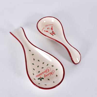 China Sustainable Christmas Serving Soup Spoon Rest Ceramic Stoneware Custom Spoon Rest For Kitchen for sale