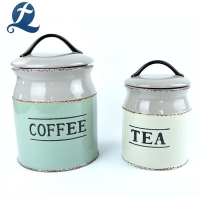 China Custom Ceramic Coffee Sugar Jars Custom Color Storage Tea for sale