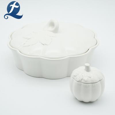 China Amazon Factory Price Porcelain Sustainable Heat Resistant Pumpkin Shaped Soup Tureen Ceramic for sale