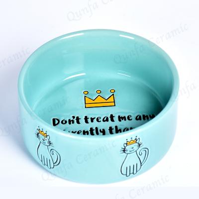 China Sustainable Wholesale Custom Emboss Ceramic Pet Driver Dog Cat Food Bowl for sale