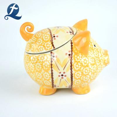 China Eco-Friendly Wholesale Custom Printed Hand Made Cute Pig Shape Ceramic Money Bank for sale