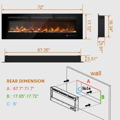 China LED Flame Lights Luxstar 72 Inch Fireplace Insert Electric Heaters Overheating Shield LCD Display Fireplace Heater Electric On Hot Sale for sale