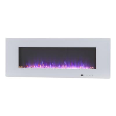 China Luxstar Commercial 50 Inch Hanging Home Heaters With Tempered Glass Front Panel Led Flame Electric White Chimney for sale