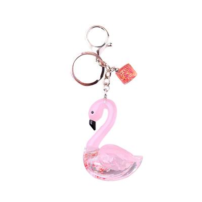 China Fashionable.Popular.Ladies Cute Creative Acrylic Colorful Transparent Quicksand Goose Key Chain Swan Leather Bracelet Pendant for sale