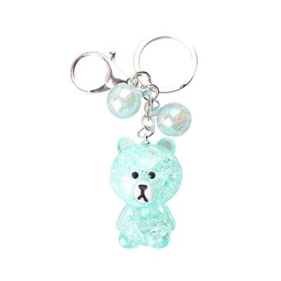 China Custom Fashionable.Popular.Ladies Key Chain Texts Ice Cracked Pendant Acrylic Bear Factory Wholesale for sale