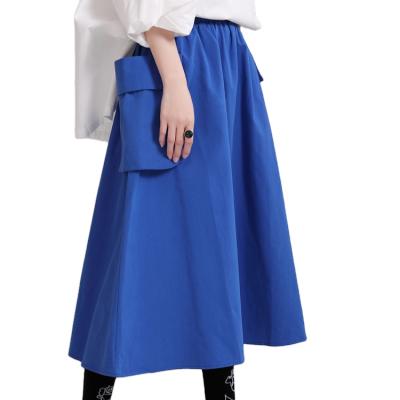 China Breathable Fashion High Waisted Summer Skirts With Pocket Drawstring Midi Skirt Women Ready To Ship 2024 for sale