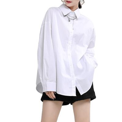 China 2021 new designs breathable long sleeve shirt women's lazy and loose breath sleeve 1907 style stacked main sense for sale