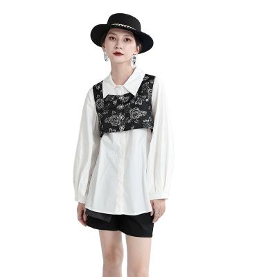 China 2022 Spring New Style Breathable Retro Designer French Diet Shirt Stacked With Short Vest For Women 2964 for sale