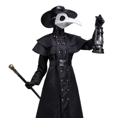 China Halloween Party Fancy Dress Costume For Adult Medieval Steampunk Style Plague Doctor Costume Crow Beak Bird Costume for sale