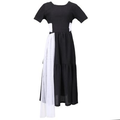 China Original women's gauze patchwork color plus size collision CIS skirt two-piece backless bow sense design half skirt fashion for sale