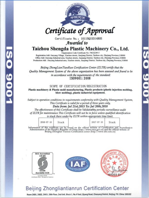 ISO9001 - Taizhou Shengda Plastic Machinery Co., Ltd.