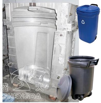 China HDPE Plastic Plastic Blow Waste Bin Can Mold Trash Mold Waste Bin Blow Mold Blowing Waste Bin Can for sale