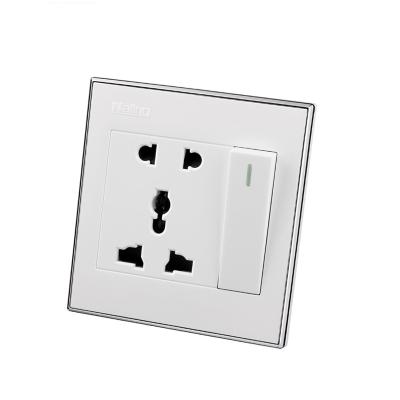 China Naling New 5 Pin One Gang Residential/Multi-Purpose Model Switch And PC Plate Wall Socket With Light for sale