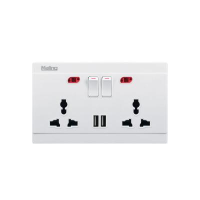 China Naling High Quality Residential / Multipurpose Double Pin Universal Switch Socket With 2 Gang High Quality Usb for sale