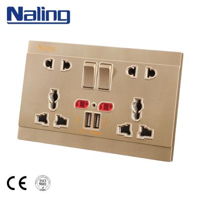 China High Quality 13A Residential/General Purpose 5 Pin Electrical Usb Wall Socket With Switch for sale