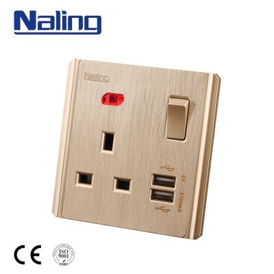 China New 2018 Naling Residential / Multipurpose Products Dual Usb Usb Wall Switch And Socket With 5V 2.1A USB for sale