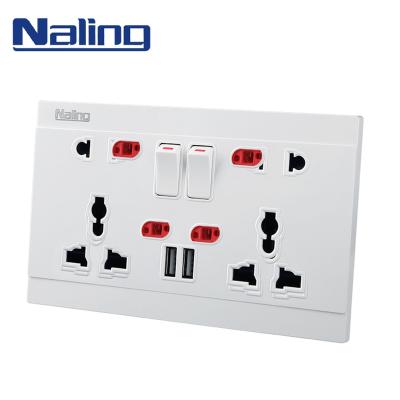 China Dual USB Ports Universal Electric Dual USB Charger Wall Outlet AC 110-250V Dock Station Socket Panel Charging Plate Dual With Switch for sale