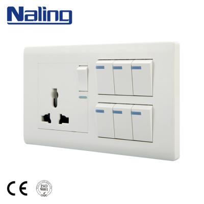 China Naling 250V Pakistan Residential / General Purpose Standard 6 Pin Universal Strip 3 Wall Socket for sale