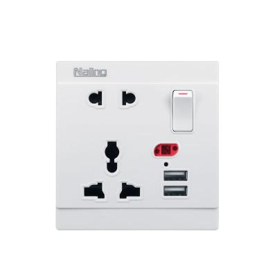 China China Brand 5 Pin One Gang Wall Sockets Residential / Multipurpose Switch With Dual Usb for sale