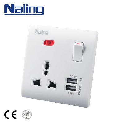 China Naling UK PC Residential/General Purpose British Standard High Strength Usb 3 Pin Wall Socket From China for sale