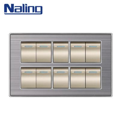 China Stainless Steel + China Morden PC Base Naling Cheap Goods 10 Strip Smart Home Electric Wall Switches for sale