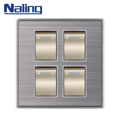 China Stainless Steel + PC Base Naling OEM 4 Strip Types Stainless Steel Colorful Electric Wall Switches For Home for sale