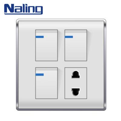 China Naling Residential / General Purpose Most Popular Items 3 Gang Electrical Wall Switch And 1 Way Outlet For Household Items for sale