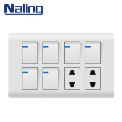 China Naling New Residential / Multipurpose Design 6+2 OEM Standard Customized Brand Wall Switch And Socket for sale