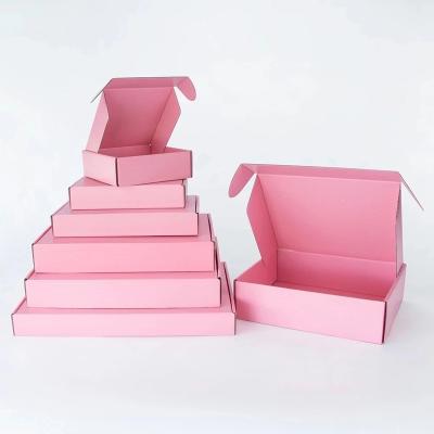 China Recyclable Custom Printed Pink Corrugated Paper Box Beauty Products Cosmetic Packaging Ad Box For Luxury Makeup Apparel for sale