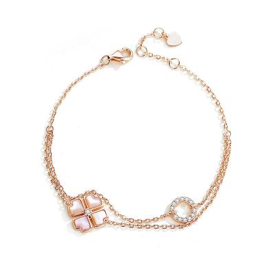 China Wholesale Wild Suowei New Love Four Leaf Clover Bracelet S925 Sterling Silver Double-Layer CLASSIC Female Jewelry for sale