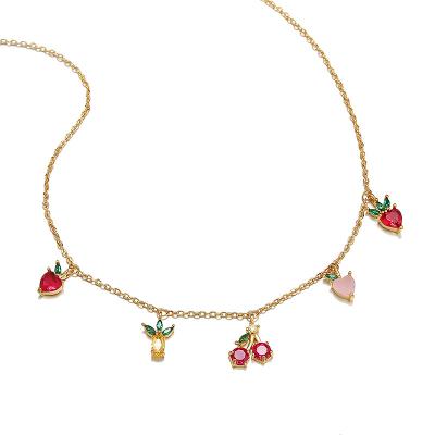 China Hot CLASSIC Chain Necklace Jewelry Suowei Women Cherry Peach Tropical Fruit Clavicle Copper Female Clavicle Necklaces for sale