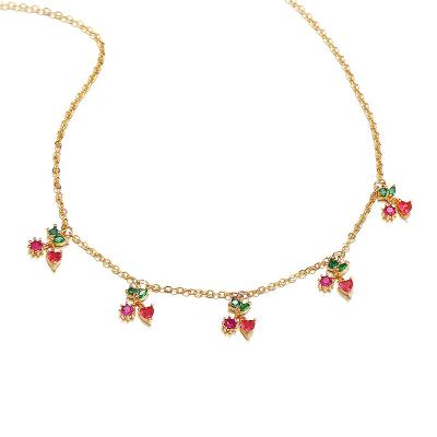 China CLASSIC Suowei Ladies Choker Copper Gold Necklace Colorful Zircon Tropical Fruit Plated Jewelry Europe and America Chain Custom Necklaces for sale