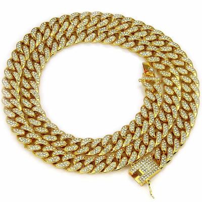 China CLASSIC Hot Selling Suowei Kolye European And American Hip Hop Cuba Necklace Alloy Diamond Men Gold Chain Necklace Wholesale Jewelry for sale