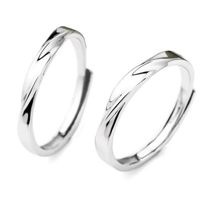 China Free Sample Wholesale CLASSIC Anillos de Suowei 925 Sterling Silver Adjustable Water Wave Jewelry Rings Promise Ring Couple for sale