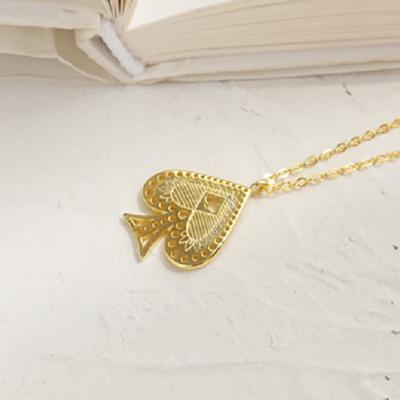 China Vintage Suowei 2022 Fashion Women Necklace 925 Gold Plated Pendant Necklaces 18k Sterling Silver Kolye Playing Card Hearts 18k Bayan for sale